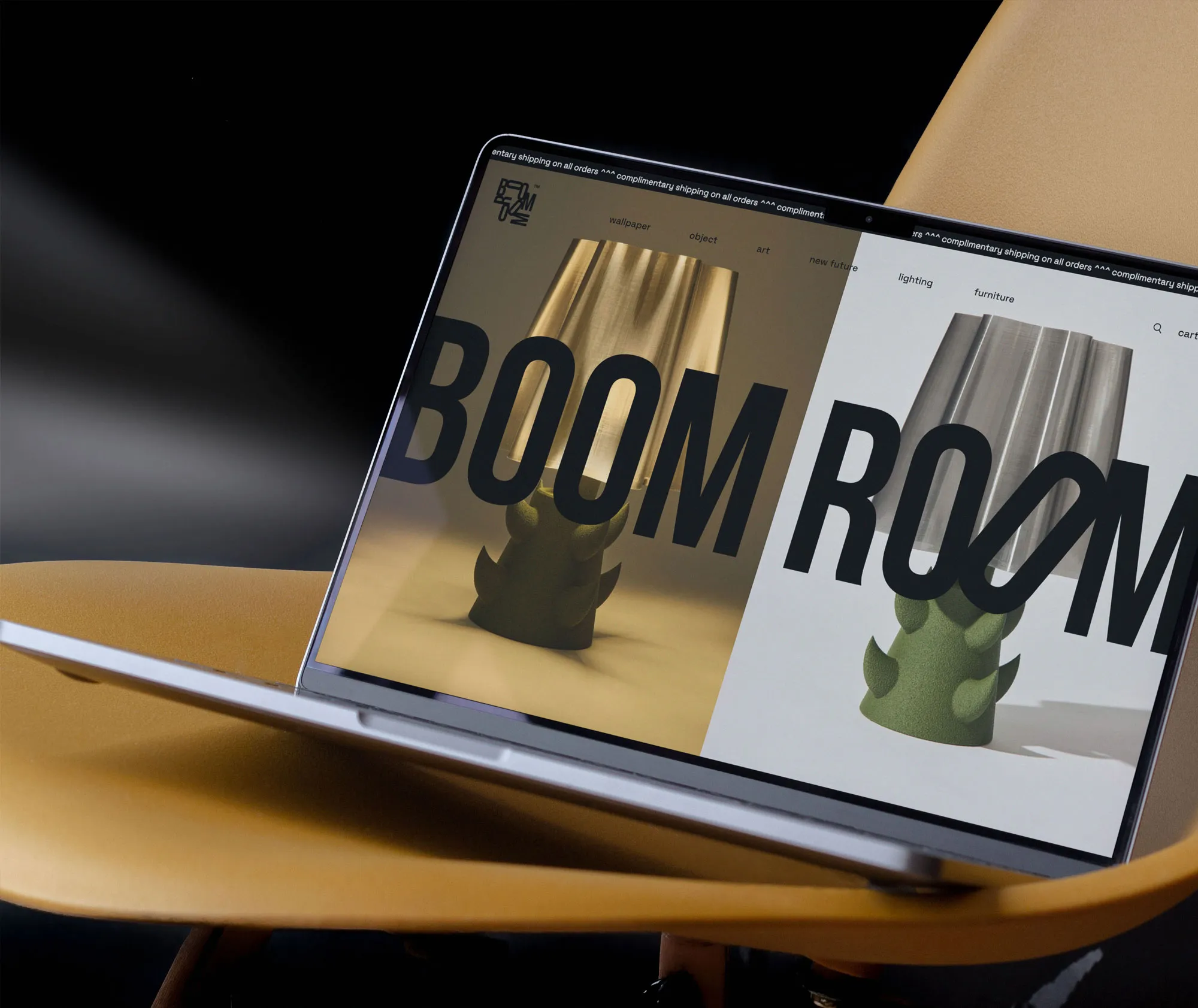 Boom Room — Website on laptop