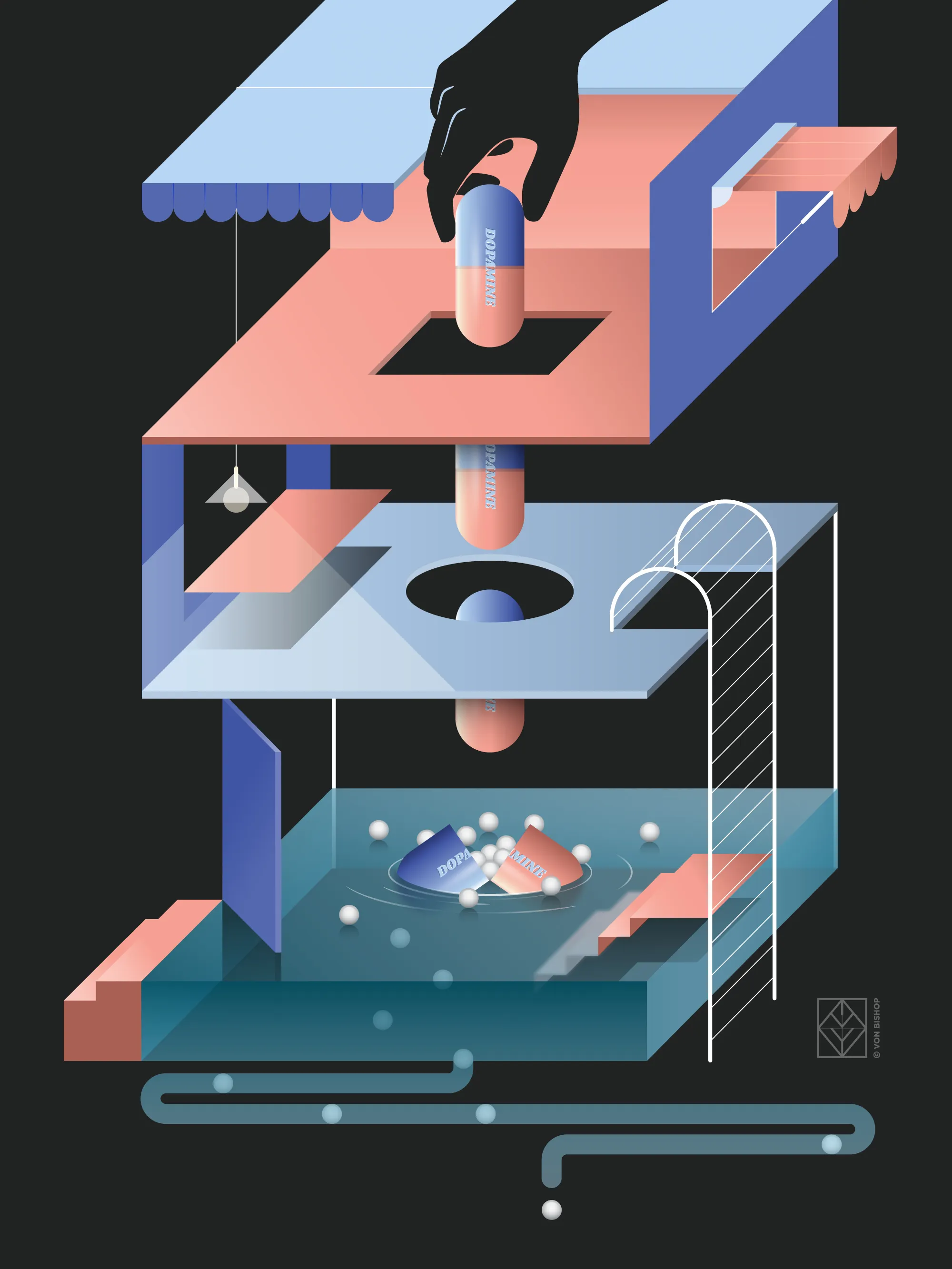 Dopamine Machine, digital art by Von Bishop