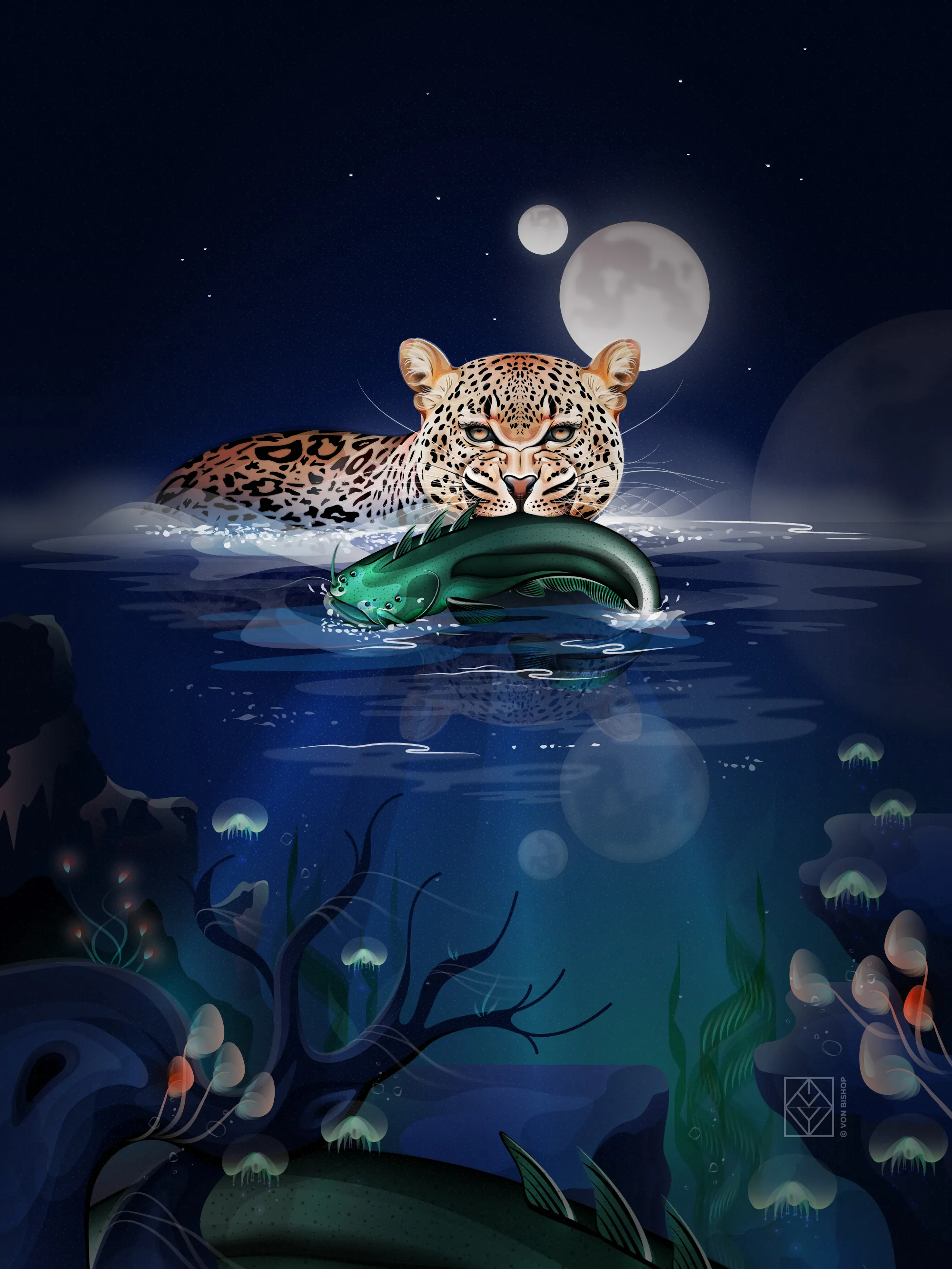 Moonfish, digital art by Von Bishop